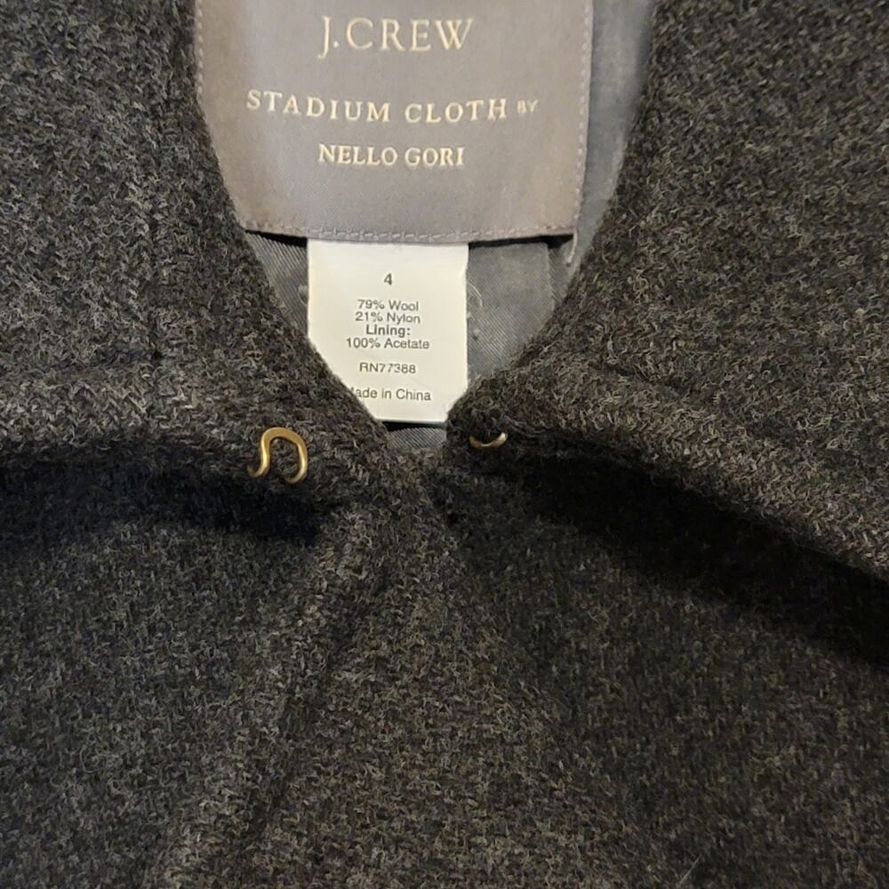 J Crew Stadium Cloth by Nello Gori Peacoat Double Breasted Wool Gray Size 4 - Picture 7 of 16